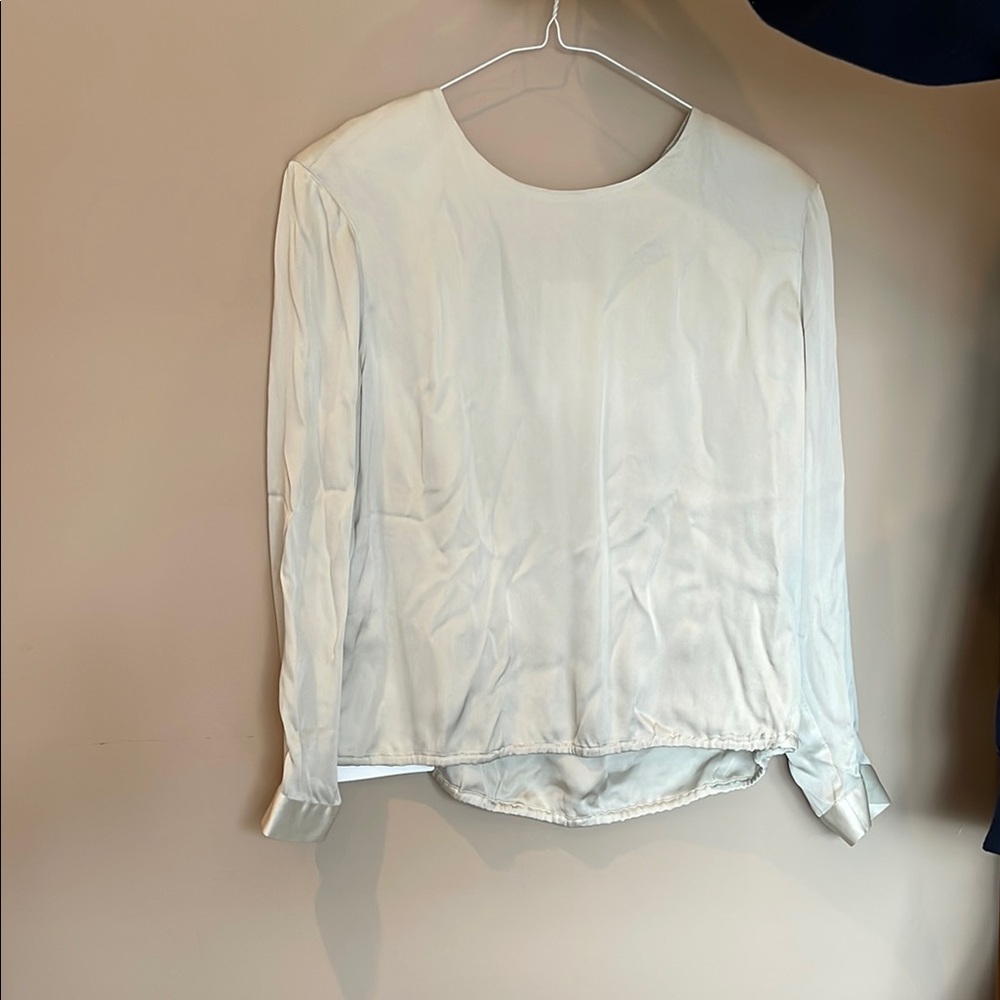 Giorgio Armani Cream Long Sleeve Blouse with Textured Finish